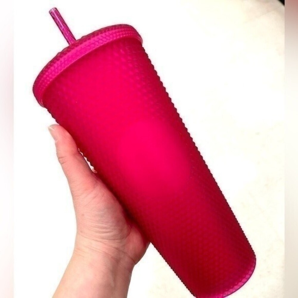 Starbucks 2023 Mothers Day Spring Ruby Pink Soft Touch Studded Venti Tumbler
